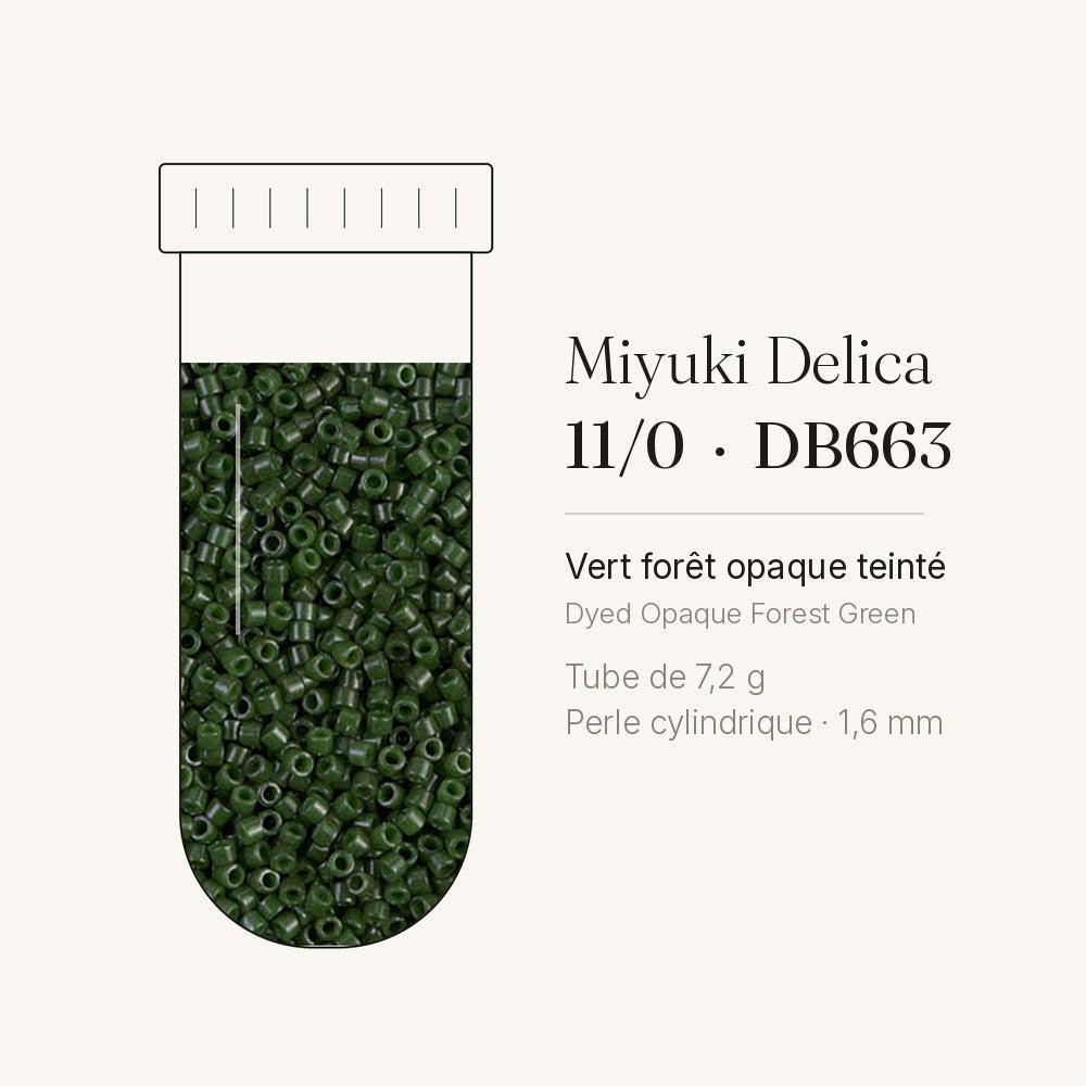 Perles Miyuki Delica 11/0 vert forêt opaque teinté DB0663