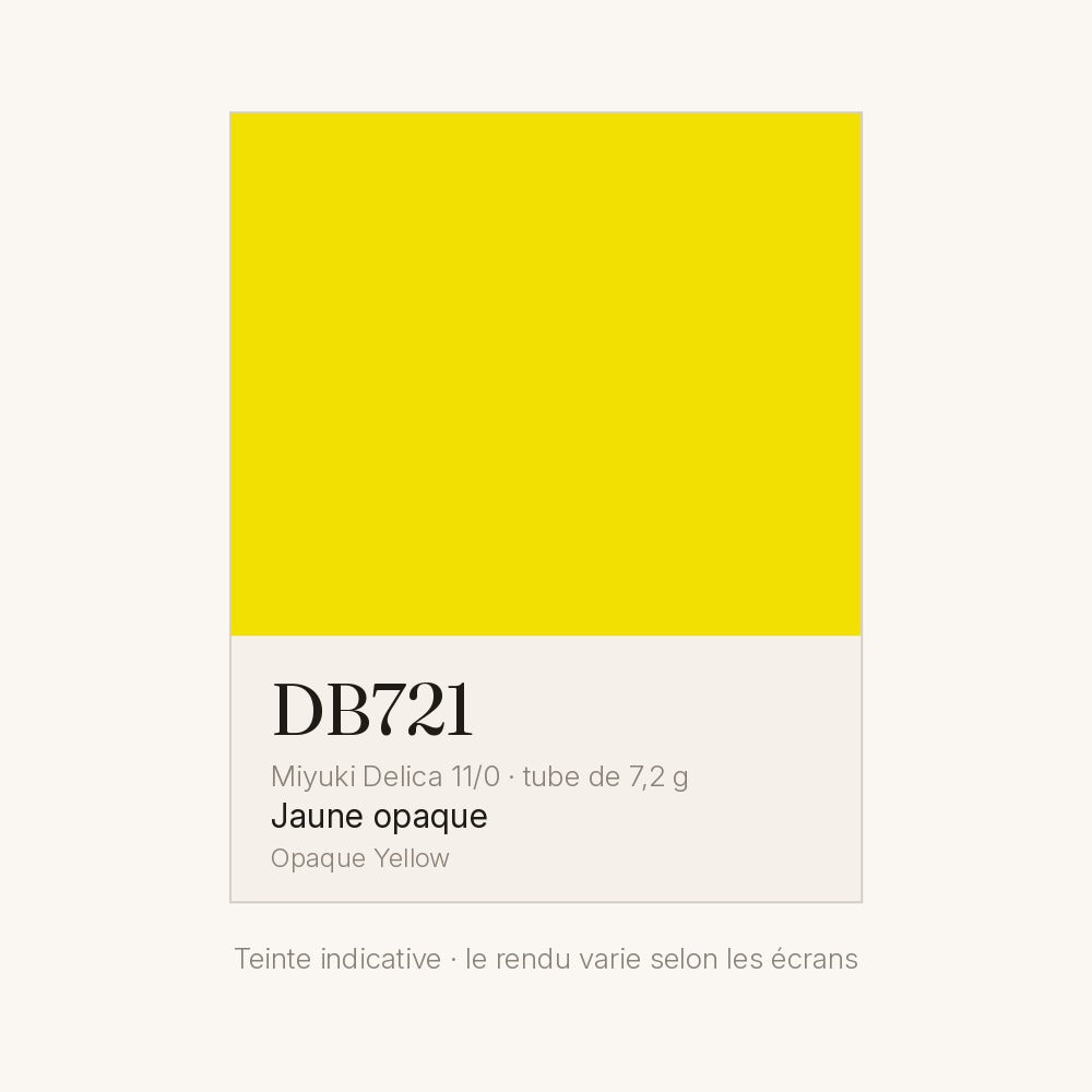 Nuancier de la teinte jaune opaque Miyuki Delica DB0721