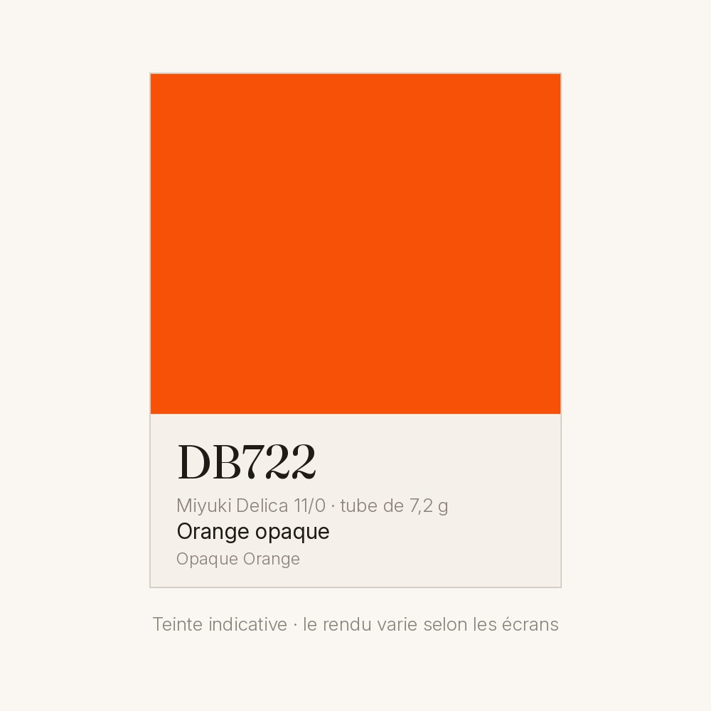 Nuancier de la teinte orange opaque Miyuki Delica DB0722