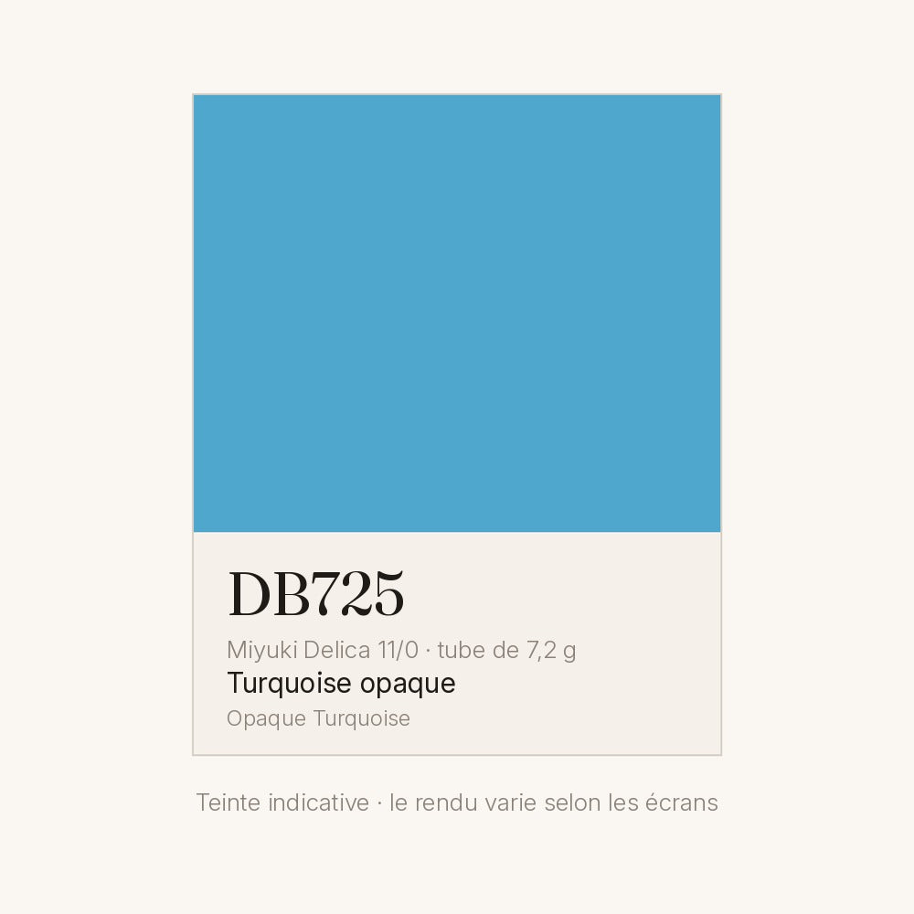 Nuancier de la teinte turquoise opaque Miyuki Delica DB0725