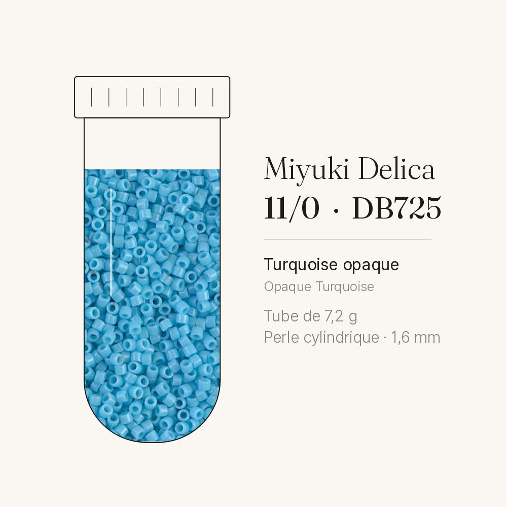 Tube de 7,2 g de perles Miyuki Delica 11/0 DB0725 turquoise opaque