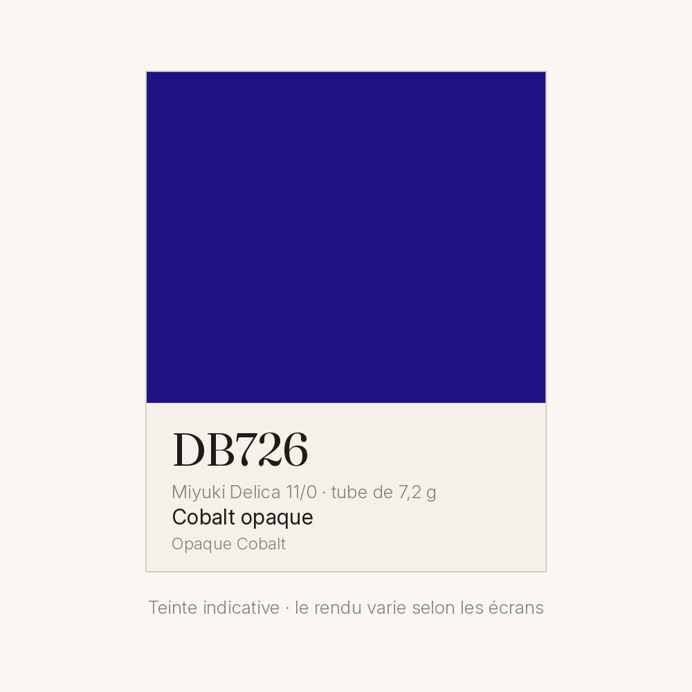 Nuancier de la teinte cobalt opaque Miyuki Delica DB0726