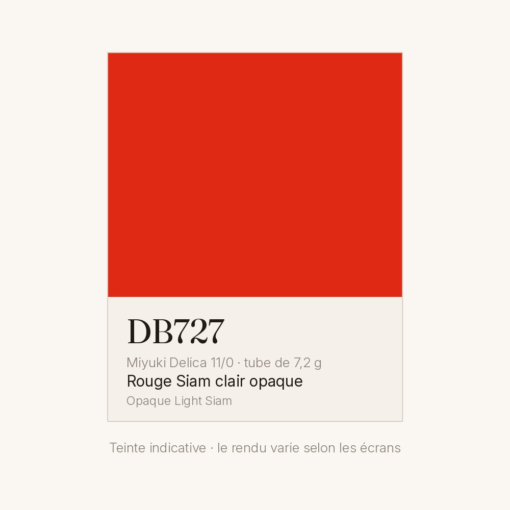 Nuancier de la teinte rouge Siam clair opaque Miyuki Delica DB0727