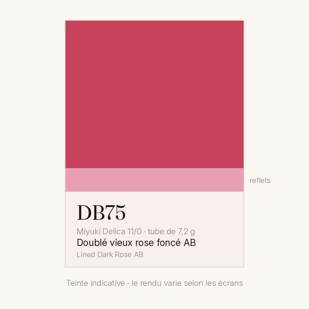 Nuancier de la teinte doublé vieux rose foncé AB Miyuki Delica DB0075