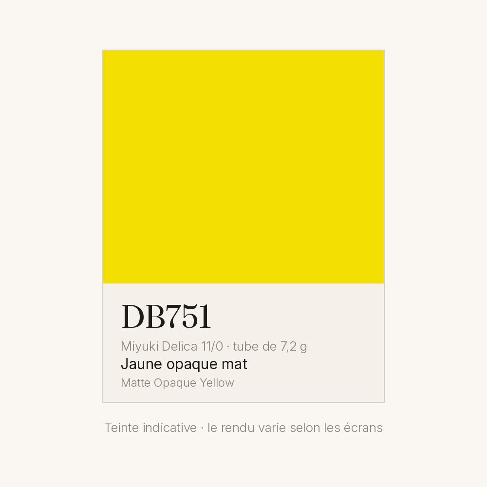 Nuancier de la teinte jaune opaque mat Miyuki Delica DB0751