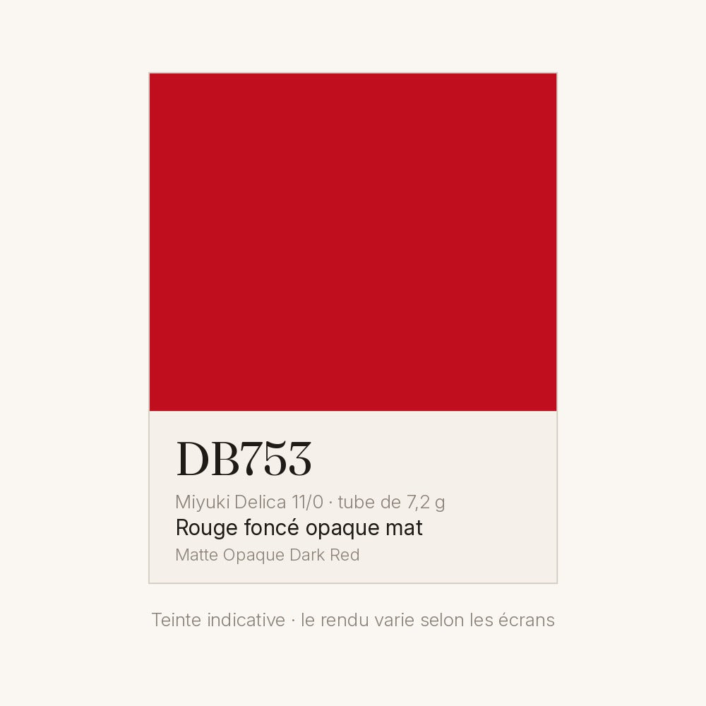 Nuancier de la teinte rouge foncé opaque mat Miyuki Delica DB0753