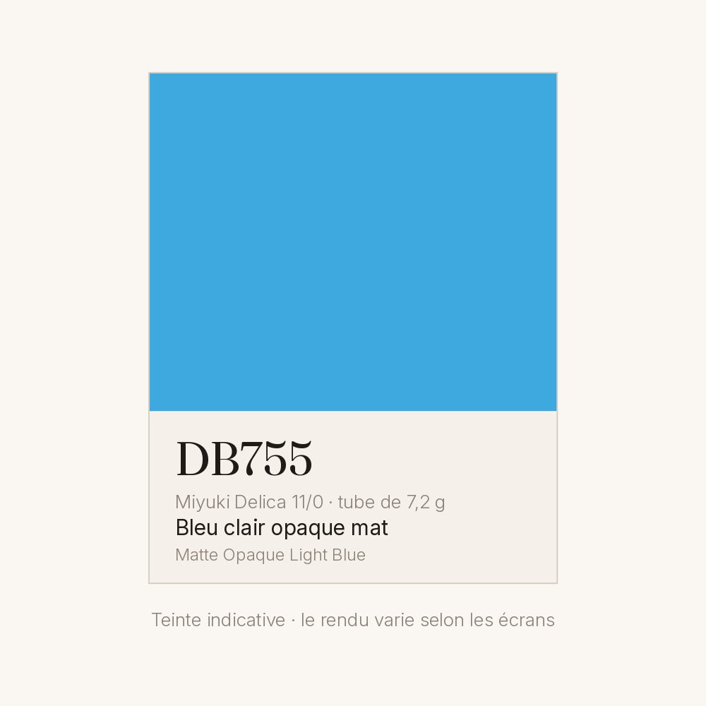 Nuancier de la teinte bleu clair opaque mat Miyuki Delica DB0755