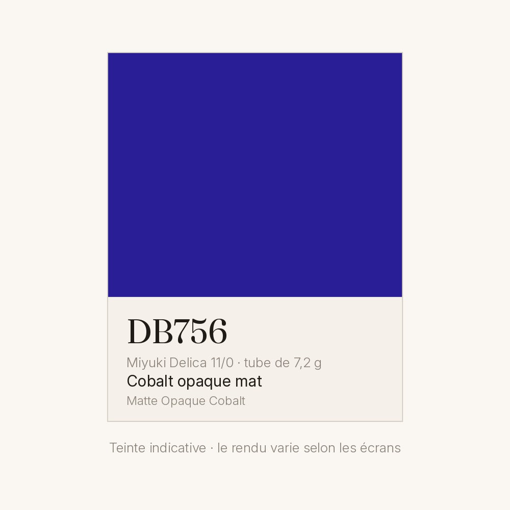 Nuancier de la teinte cobalt opaque mat Miyuki Delica DB0756