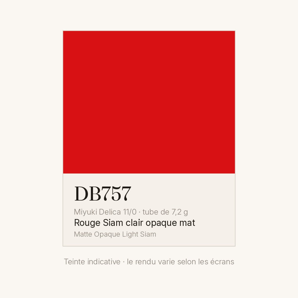 Nuancier de la teinte rouge Siam clair opaque mat Miyuki Delica DB0757