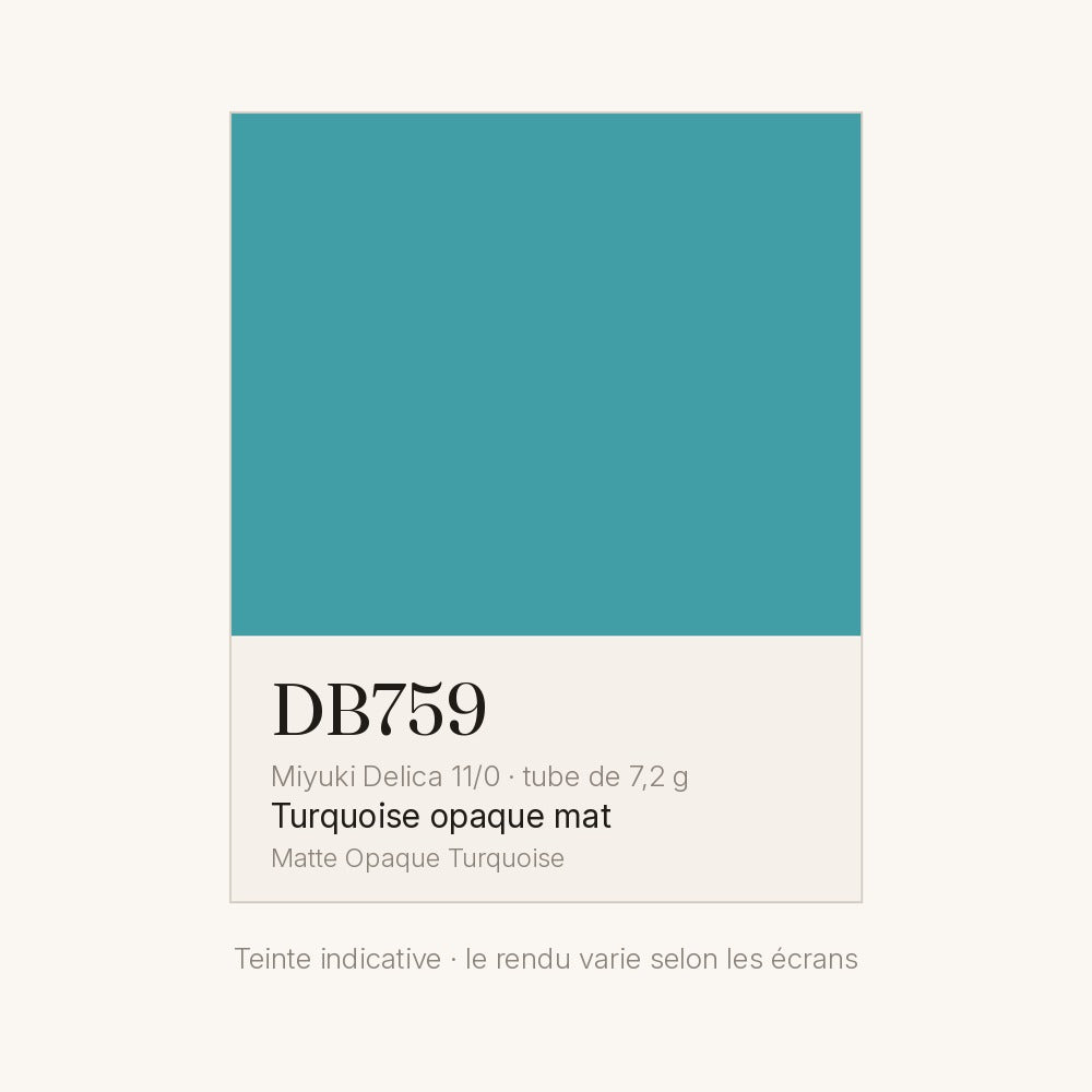 Nuancier de la teinte turquoise opaque mat Miyuki Delica DB0759