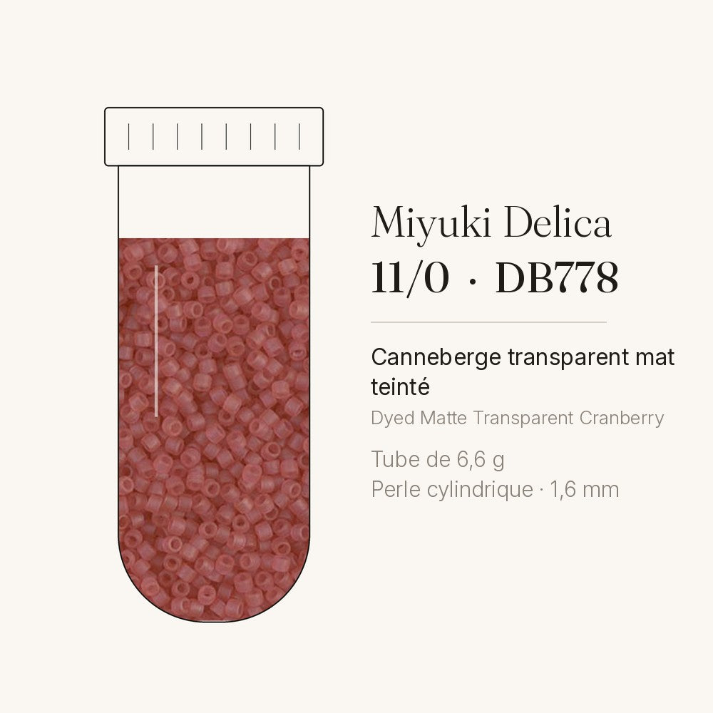 Perles Miyuki Delica 11/0 canneberge transparent mat teinté DB0778