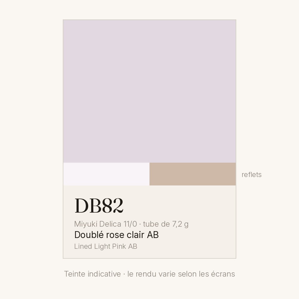 Nuancier de la teinte doublé rose clair AB Miyuki Delica DB0082