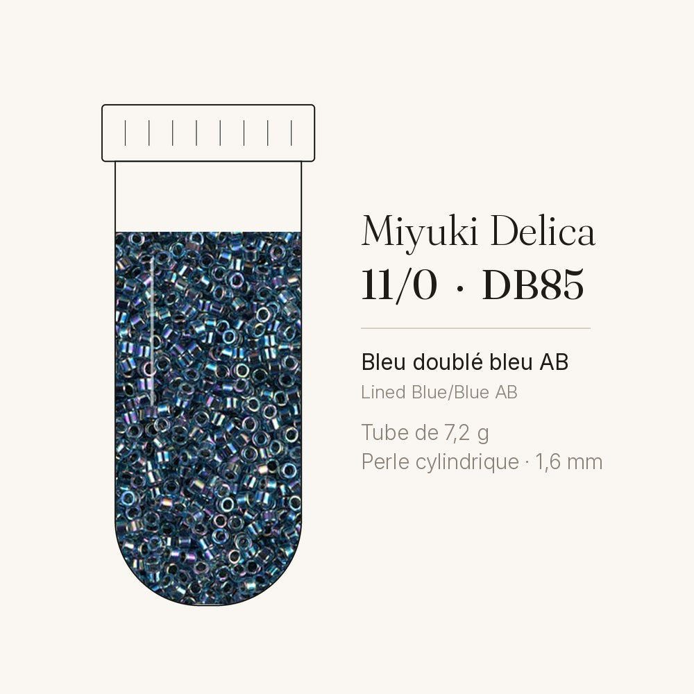 Perles Miyuki Delica 11/0 bleu doublé bleu AB DB0085