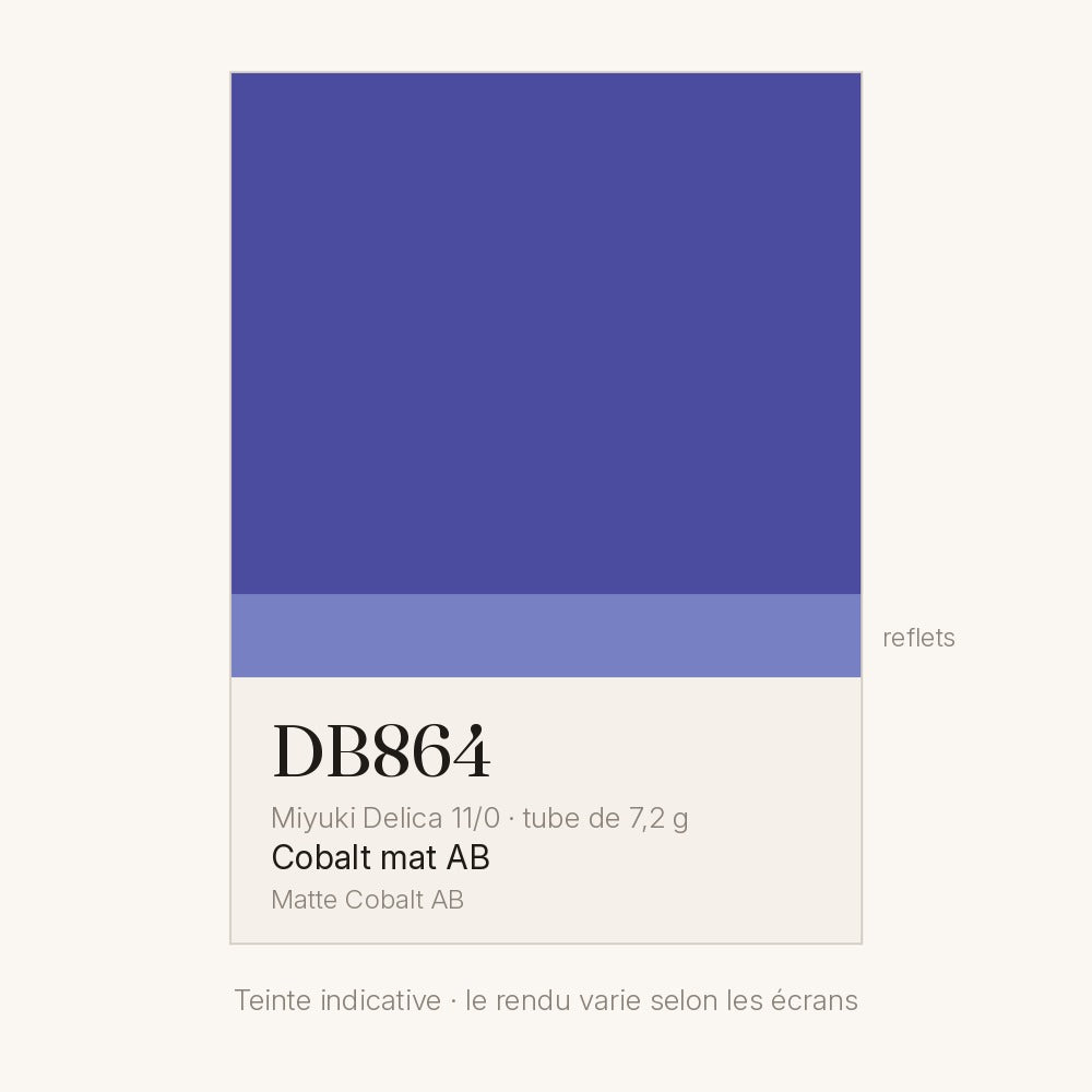 Nuancier de la teinte cobalt mat AB Miyuki Delica DB0864
