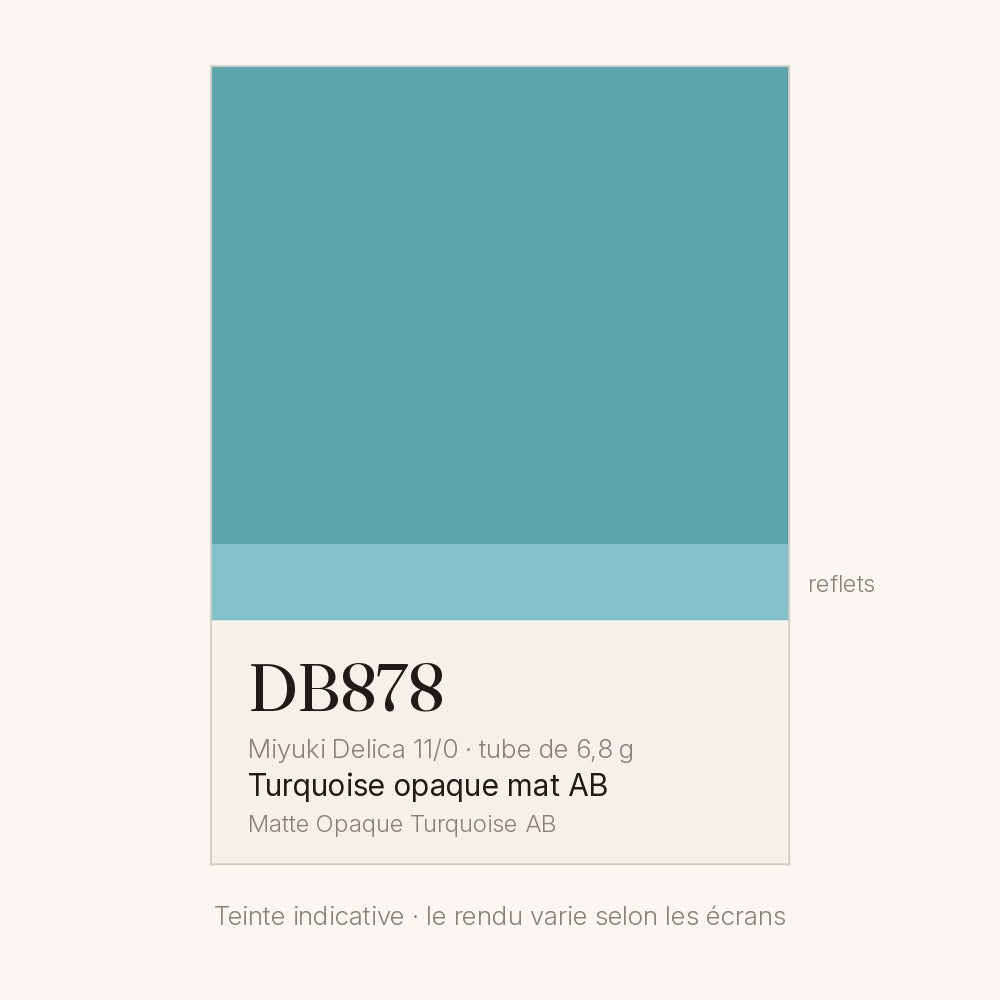 Nuancier de la teinte turquoise opaque mat AB Miyuki Delica DB0878