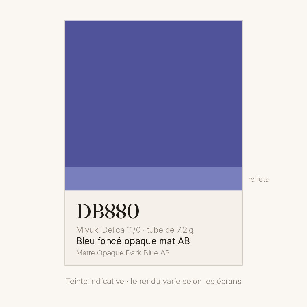 Nuancier de la teinte bleu foncé opaque mat AB Miyuki Delica DB0880