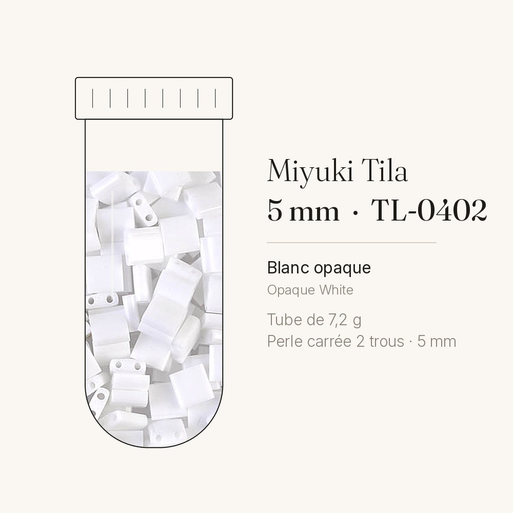 Tube de 7,2 g de perles Miyuki Tila 5 mm TL-0402 blanc opaque