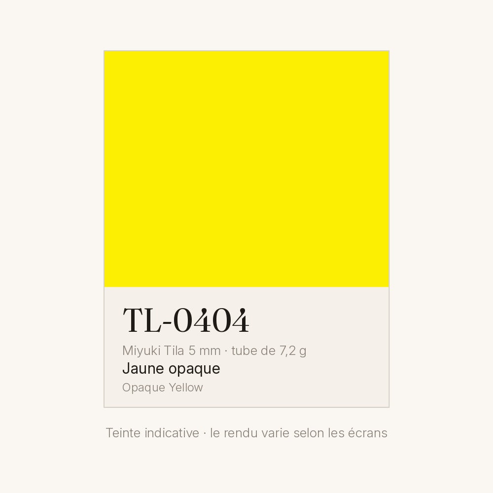 Nuancier de la teinte jaune opaque Miyuki Tila 5 mm TL-0404