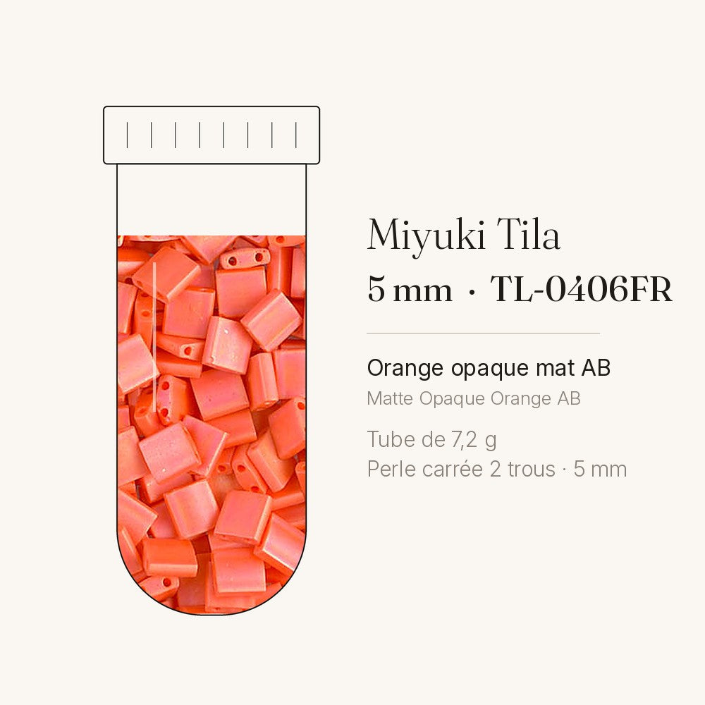 Perles Miyuki Tila 5 mm orange opaque mat AB TL-0406FR