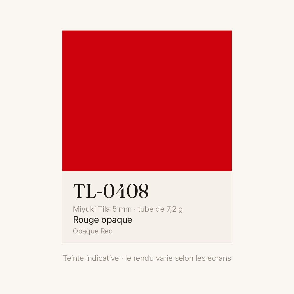 Nuancier de la teinte rouge opaque Miyuki Tila 5 mm TL-0408