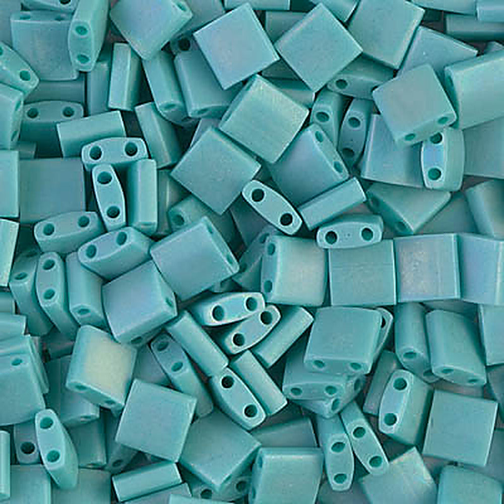 Perles Miyuki Tila 5 mm vert turquoise opaque mat AB TL-0412FR