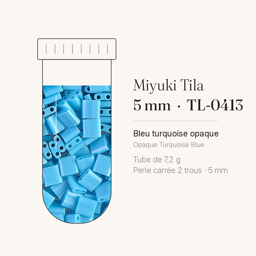 Tube de 7,2 g de perles Miyuki Tila 5 mm TL-0413 bleu turquoise opaque