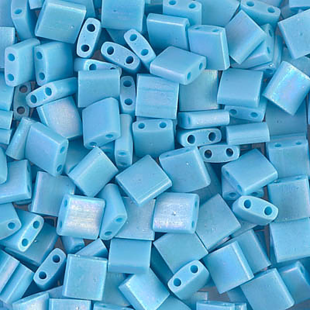 Perles Miyuki Tila 5 mm bleu turquoise opaque mat AB TL-0413FR
