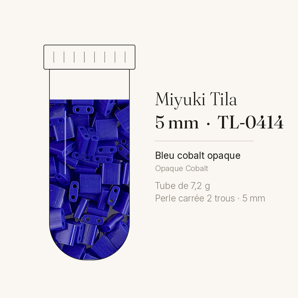 Tube de 7,2 g de perles Miyuki Tila 5 mm TL-0414 bleu cobalt opaque