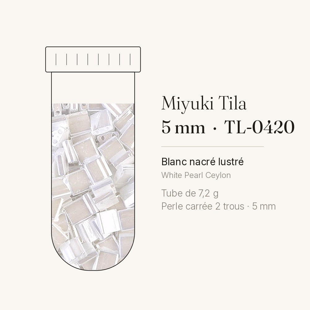 Perles Miyuki Tila 5 mm blanc nacré lustré TL-0420