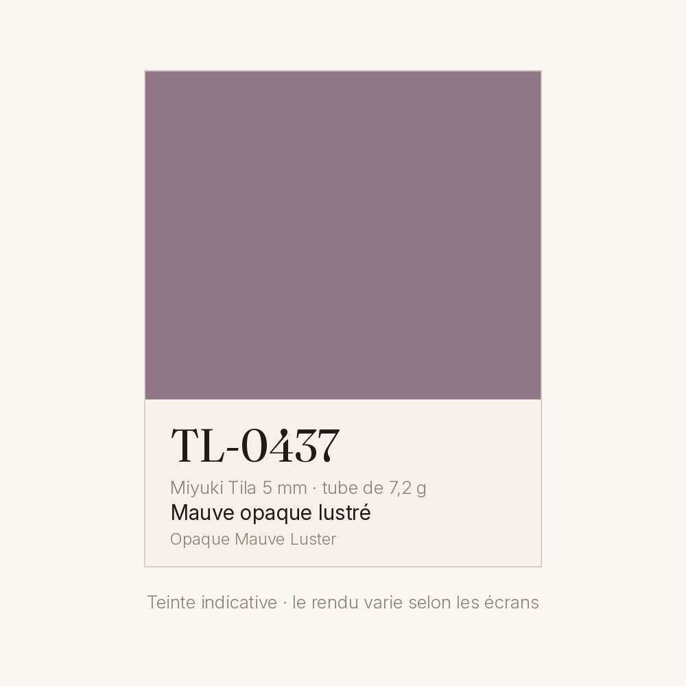 Nuancier de la teinte mauve opaque lustré Miyuki Tila 5 mm TL-0437