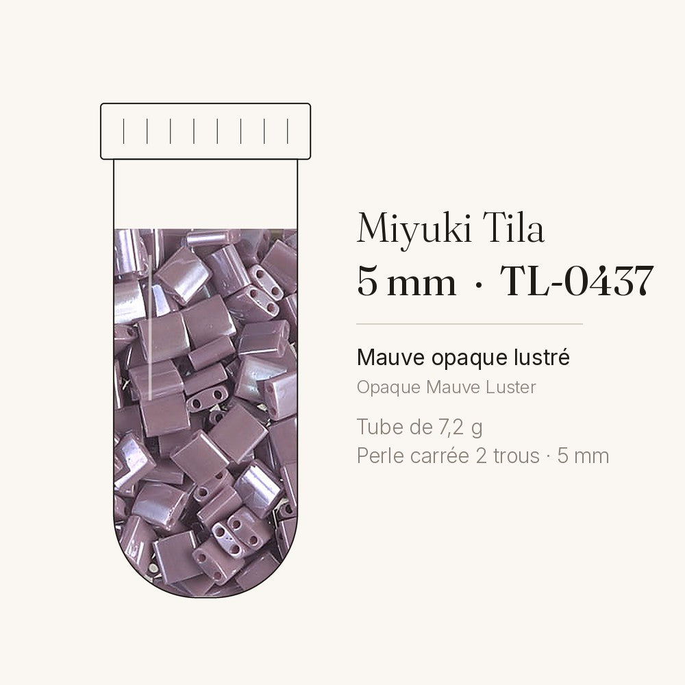 Tube de 7,2 g de perles Miyuki Tila 5 mm TL-0437 mauve opaque lustré