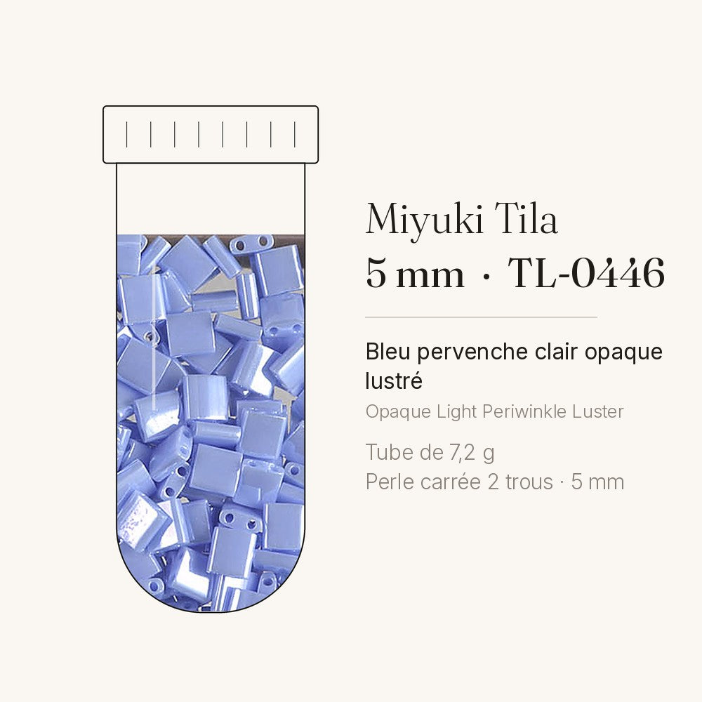 Tube de 7,2 g de perles Miyuki Tila 5 mm TL-0446 bleu pervenche clair opaque lustré