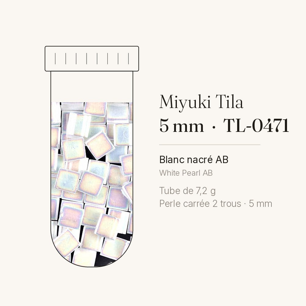 Perles Miyuki Tila 5 mm blanc nacré AB TL-0471