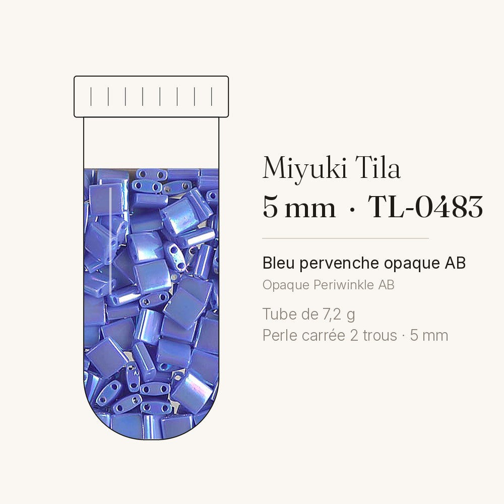Perles Miyuki Tila 5 mm bleu pervenche opaque AB TL-0483