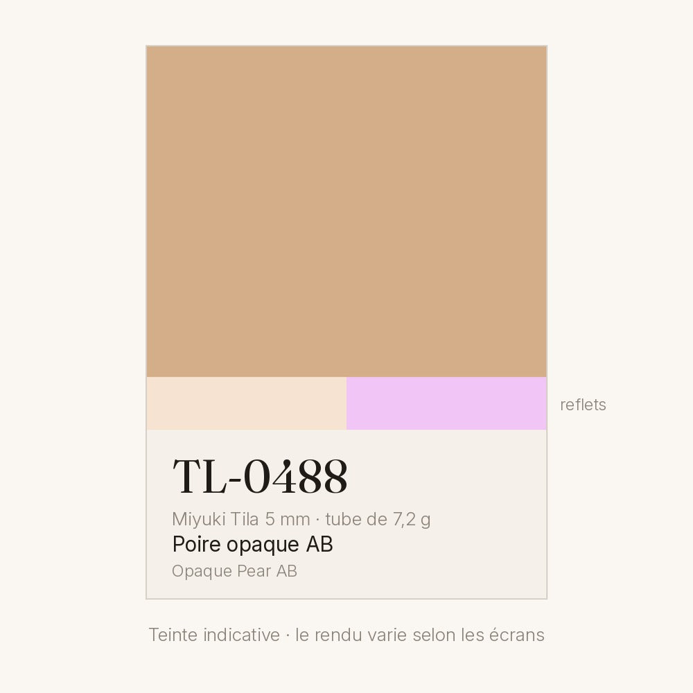 Nuancier de la teinte poire opaque AB Miyuki Tila 5 mm TL-0488