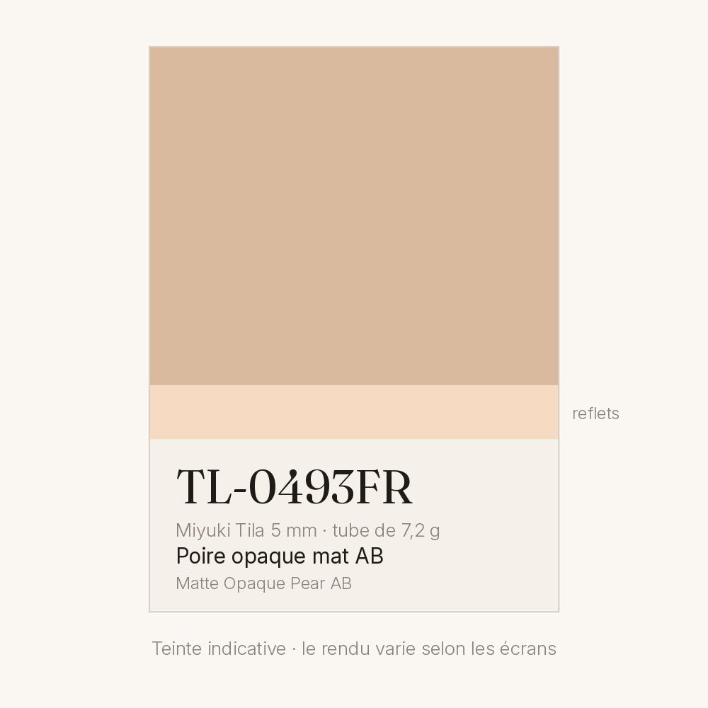 Nuancier de la teinte poire opaque mat AB Miyuki Tila 5 mm TL-0493FR