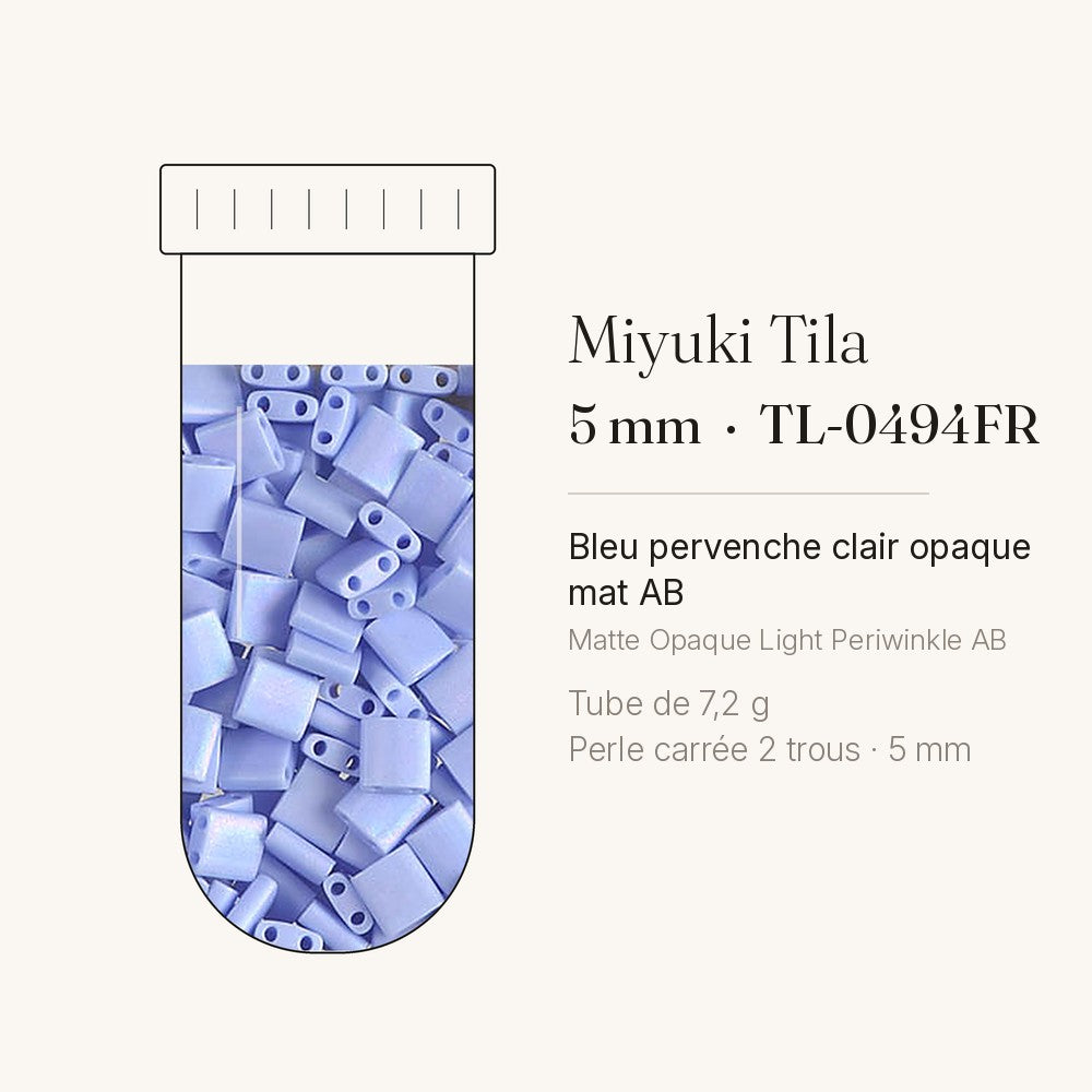 Perles Miyuki Tila 5 mm bleu pervenche clair opaque mat AB TL-0494FR