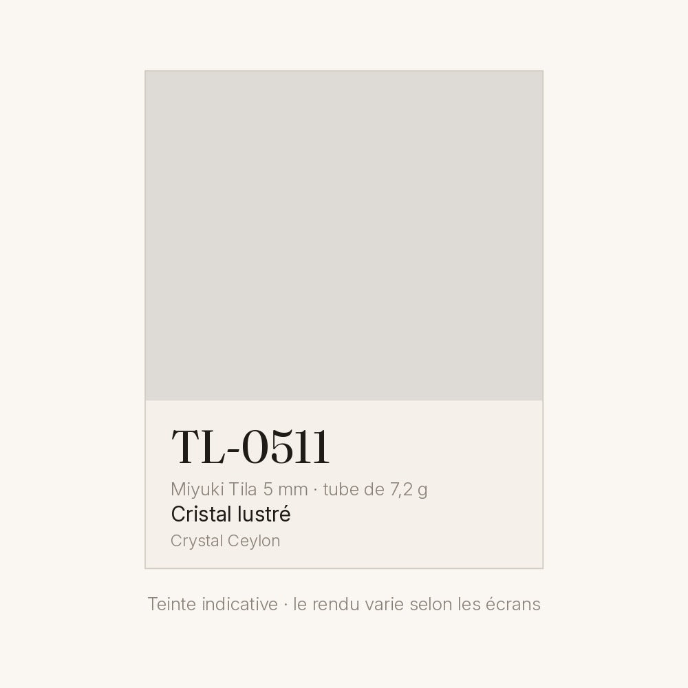 Nuancier de la teinte cristal lustré Miyuki Tila 5 mm TL-0511