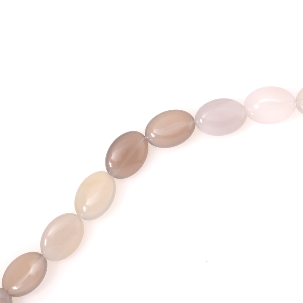 perles ovales 13 x 18mm en Agate naturelle grise