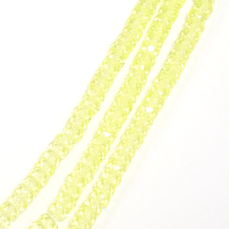 Fil de perles de Bohème rondelles facettées jaune transparent 3x6mm