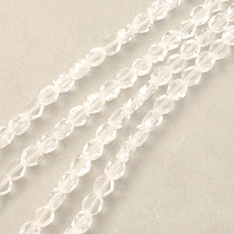 Fil de perles de Bohème rondes aplaties facettées 6mm transparent