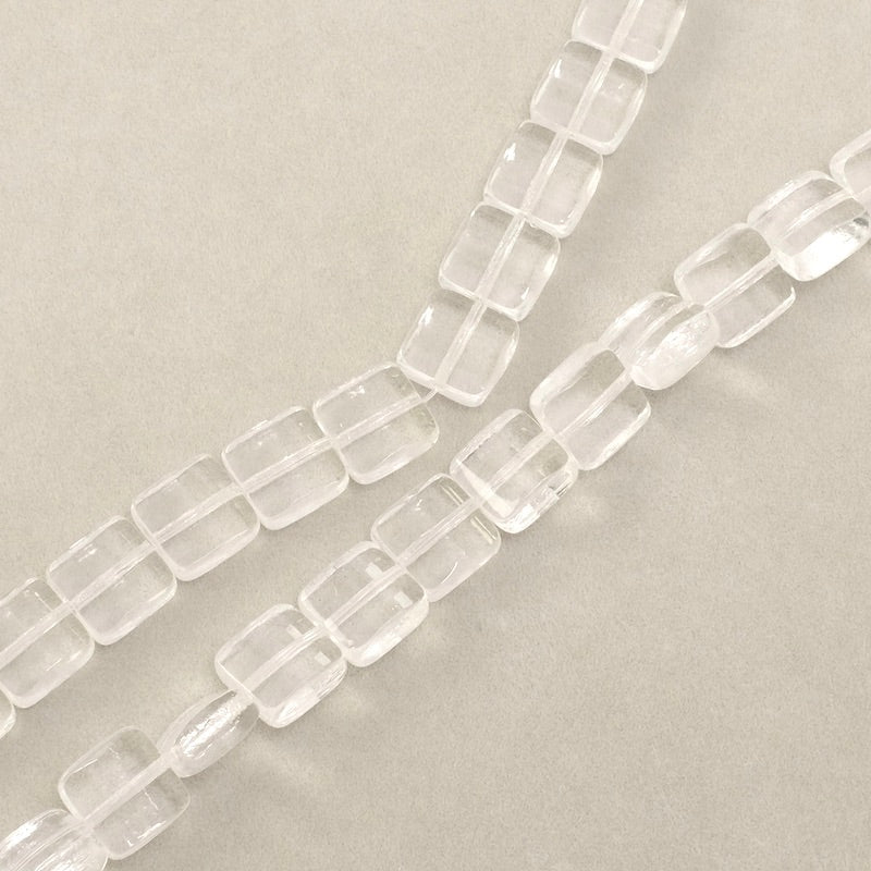 Fil de perles de Bohème carrées aplaties transparent 9mm