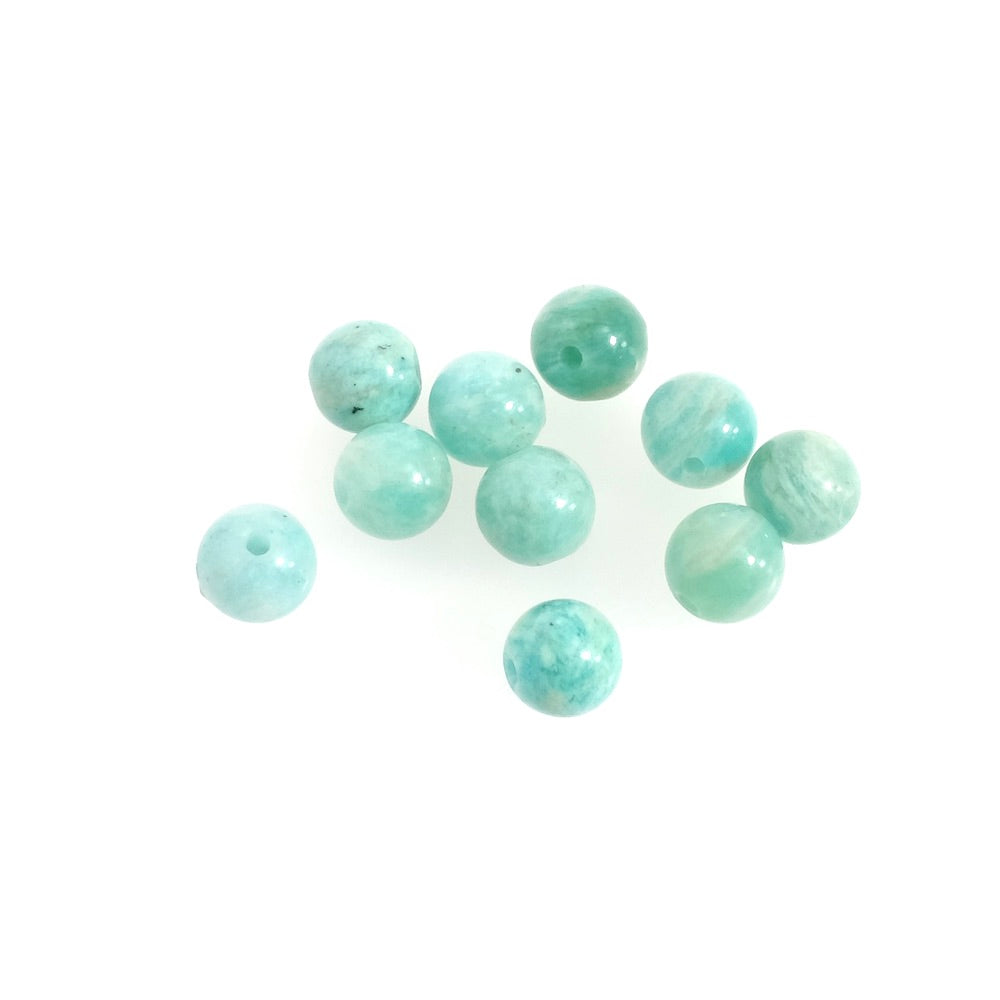 10 perles naturelles rondes 6mm en Amazonite