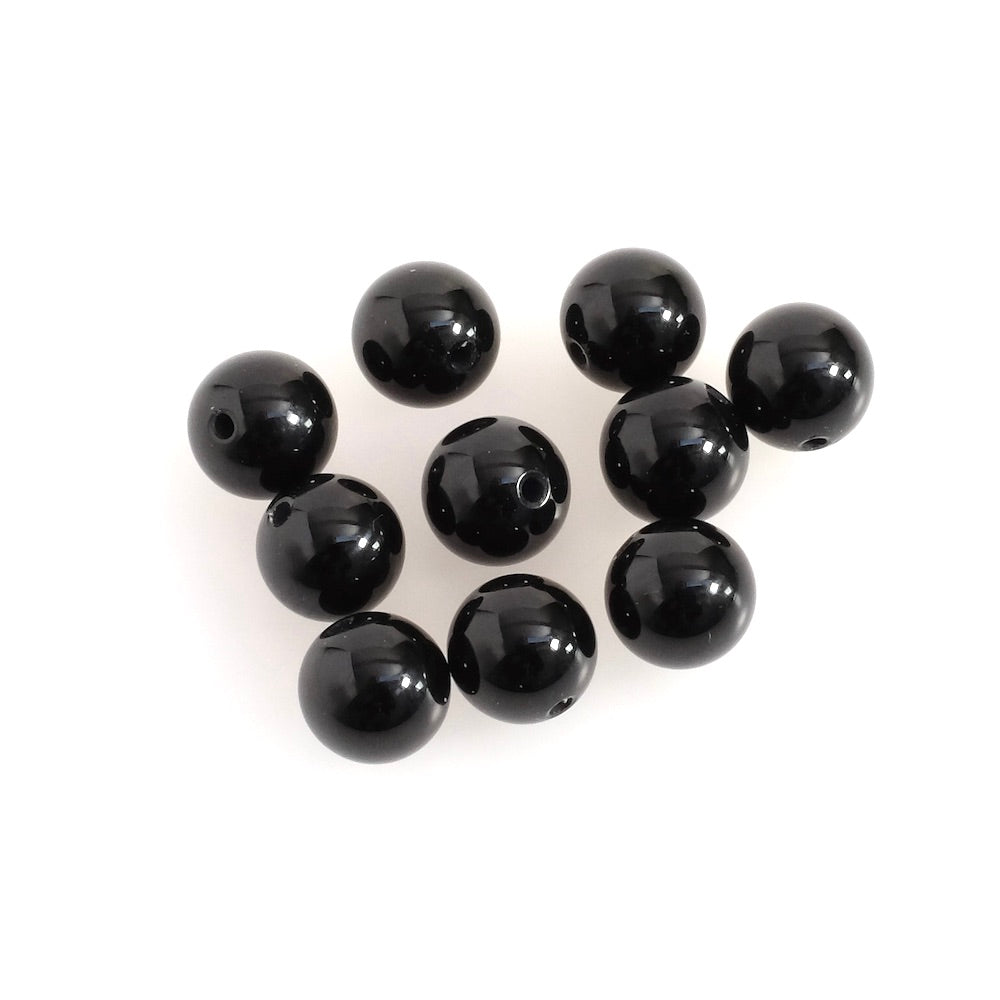 10 perles naturelles rondes 8mm en Onyx noire