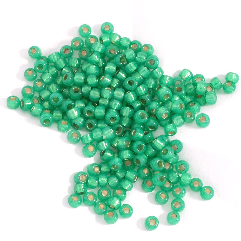 5 grammes de perles Miyuki Rocailles 8/0  N°646 silver lined green