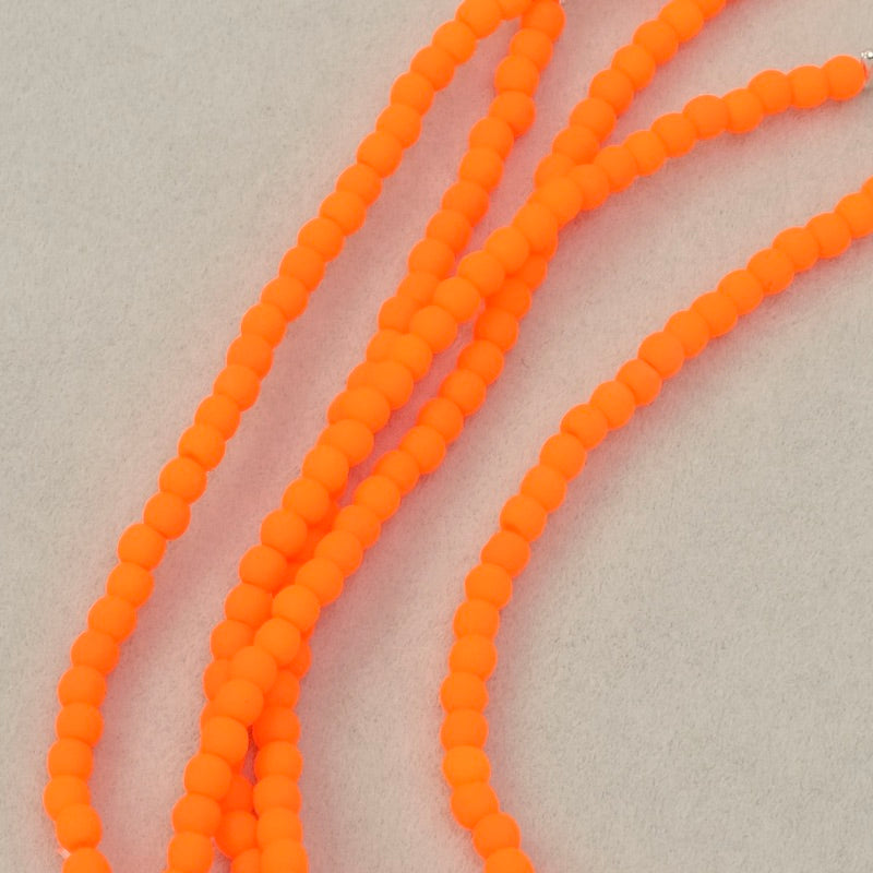 Fil de perles de Bohème rondes 2mm orange fluo opaque