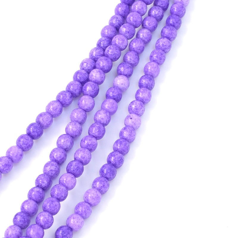 Fil de perles de Bohème rondes 4mm violet opaque