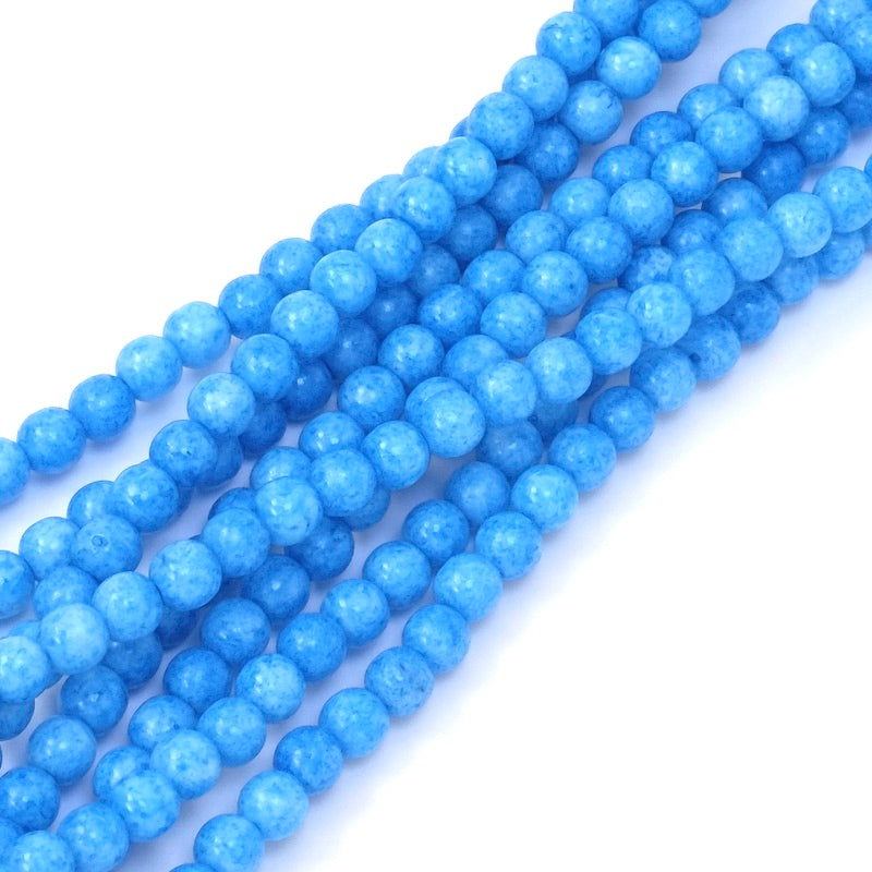 Fil de perles de Bohème rondes 4mm bleu opaque