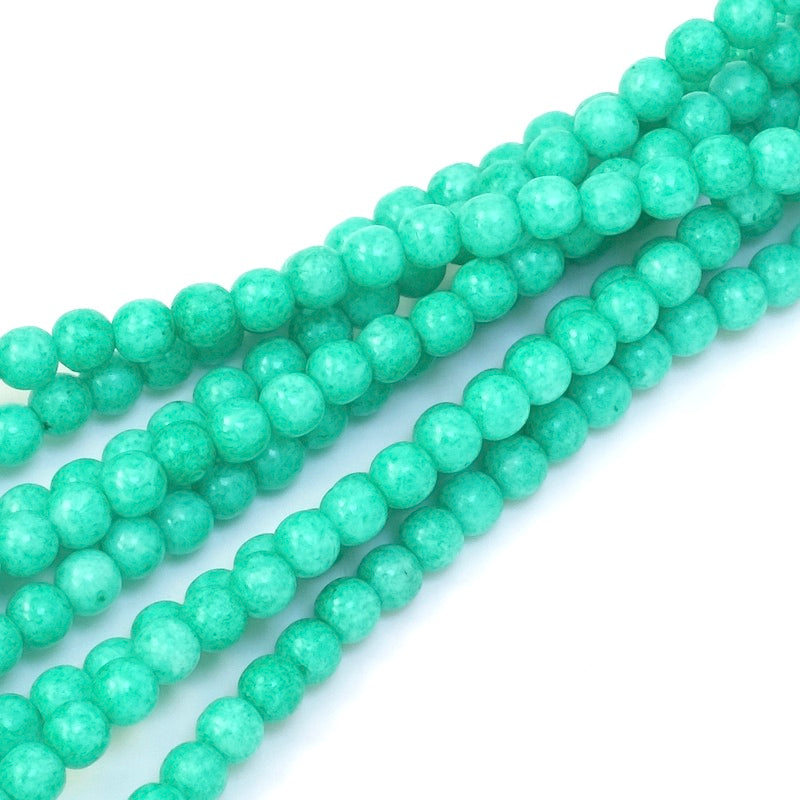 Fil de perles de Bohème rondes 4mm vert turquoise opaque