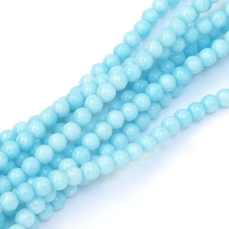 Fil de perles de Bohème rondes 4mm bleu clair opaque